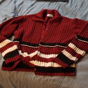 Burgundy striped cardigan
